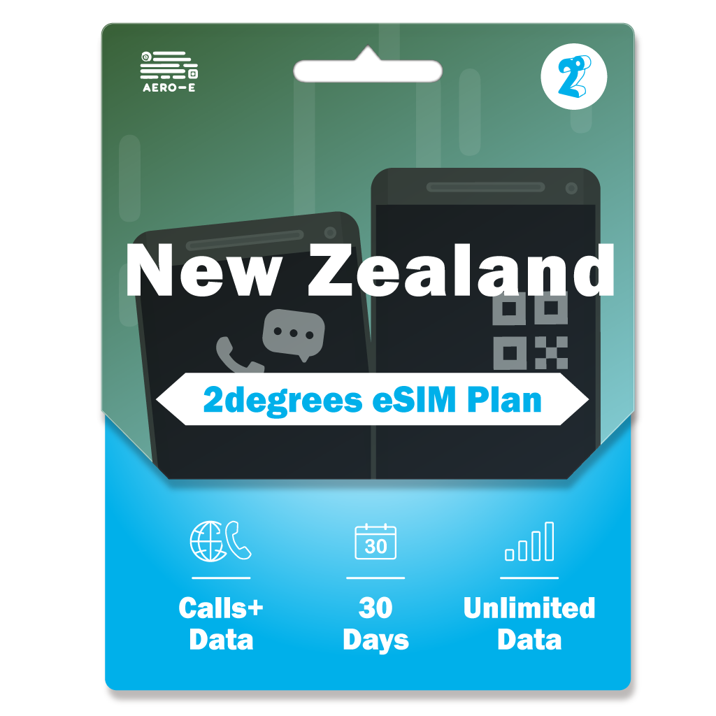 New Zealand 2 Degrees monthly esim 10GB-unlimited High speed Data+Calls, Texts to New Zealand and Australia