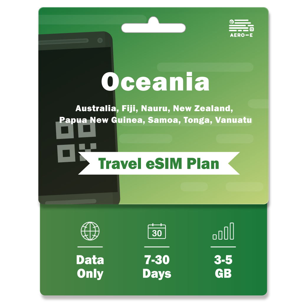 Oceania Islands Data eSIM 3-5GB | 7-30 Days