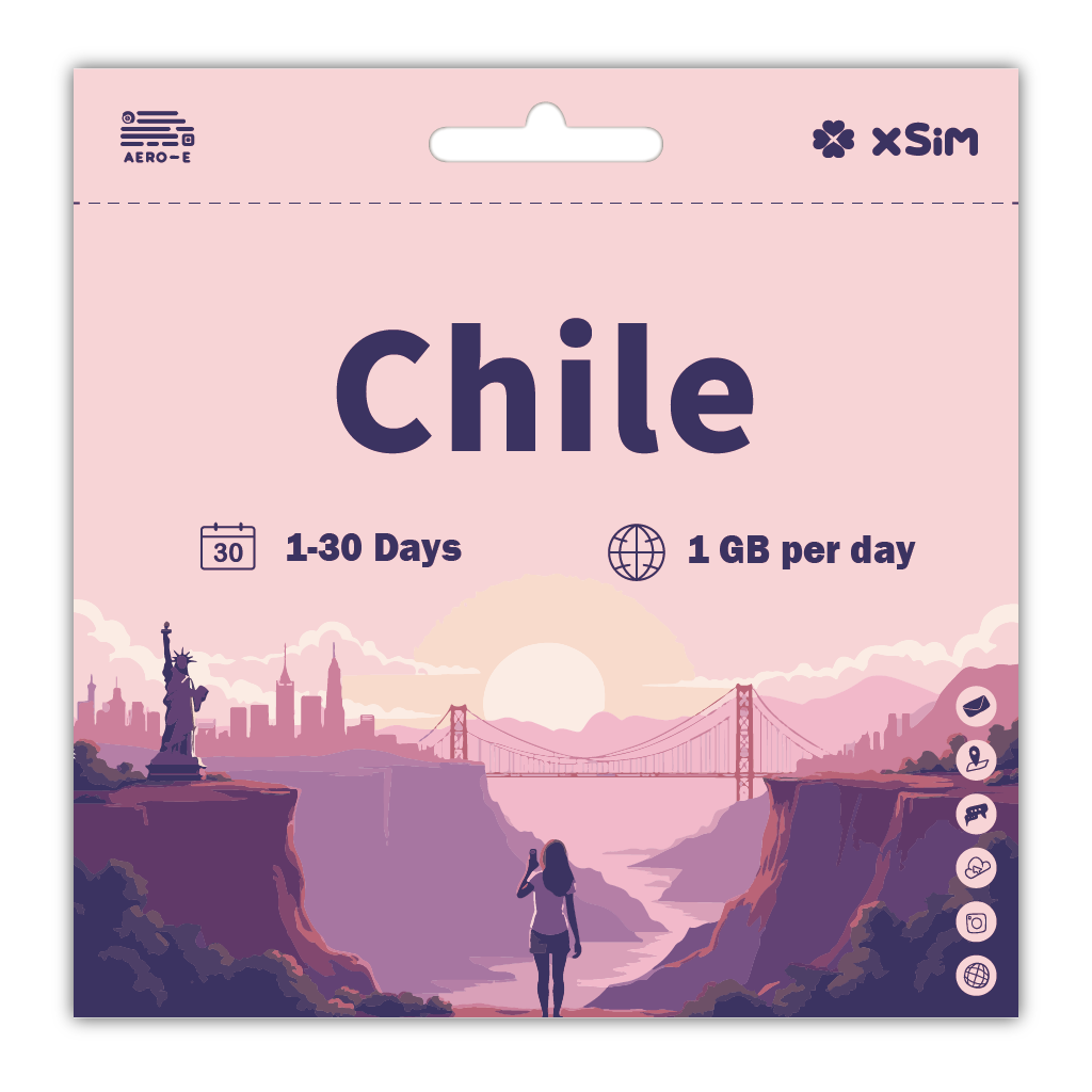 【XSIM】Chile Data eSIM 1GB/Day for 1-30 days (Refillable)