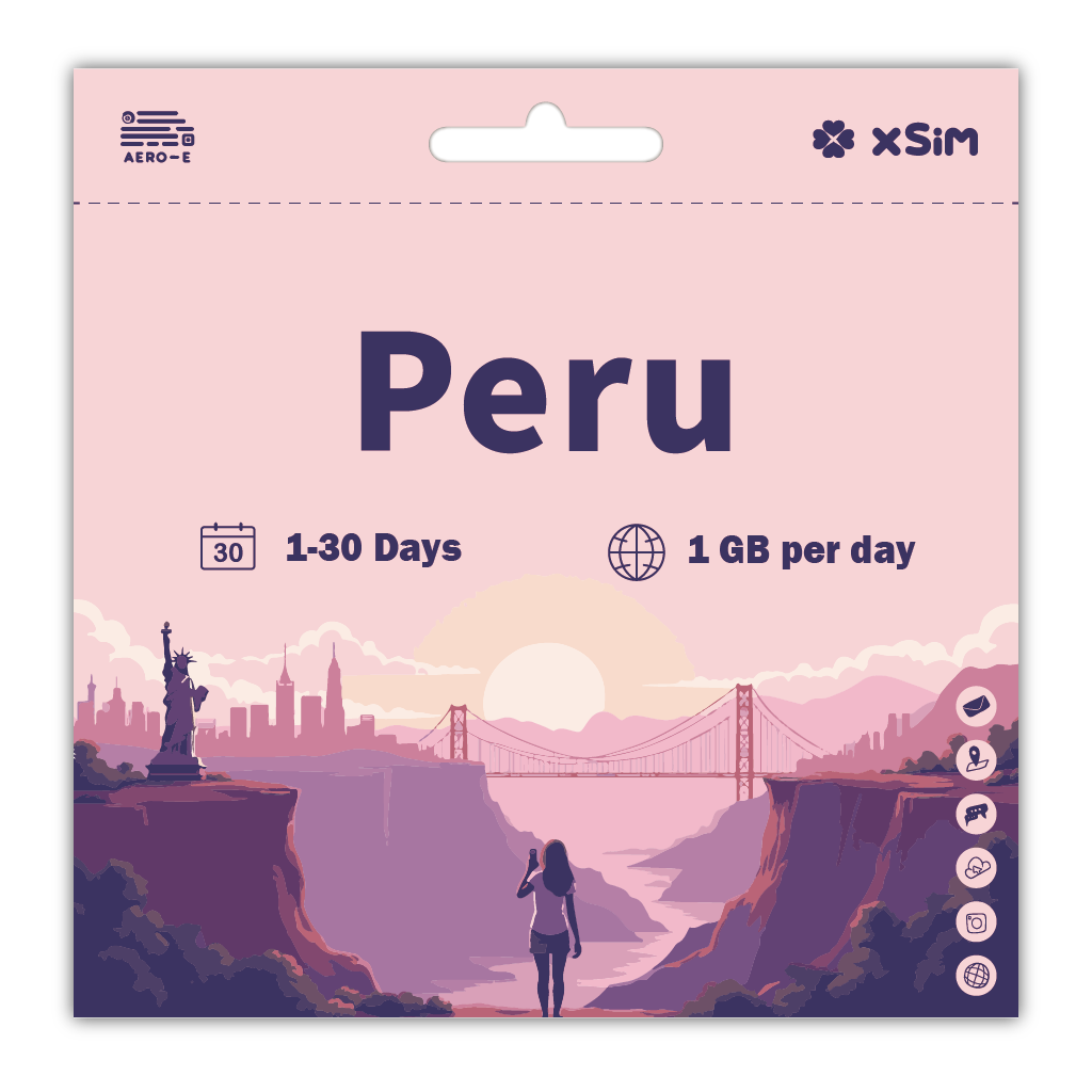 【XSIM】Peru Data eSIM 1GB/Day for 1-30 days (Refillable)