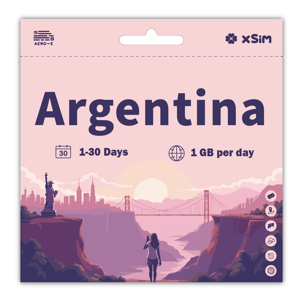 【XSIM】Argentina Data eSIM 1GB/Day for 1-30 days (Refillable)