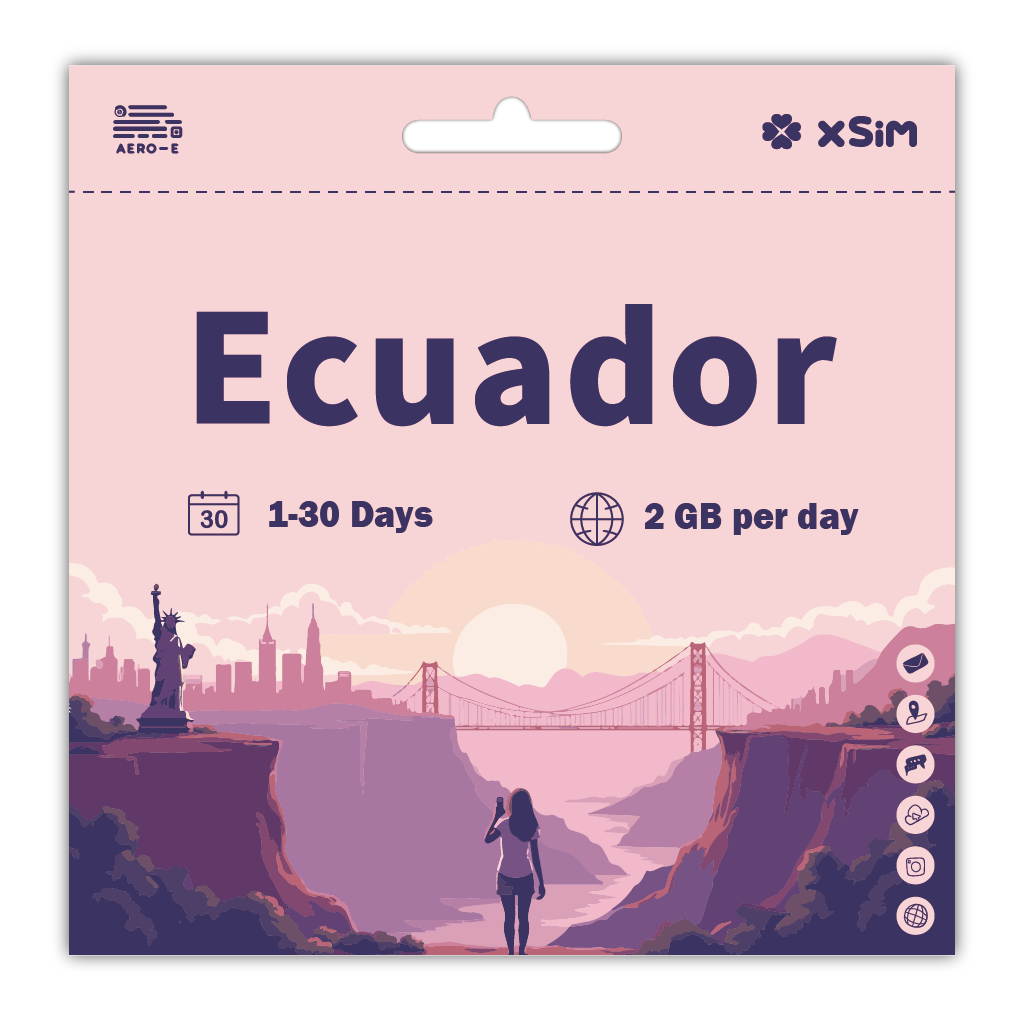 【XSIM】Ecuador Data eSIM 2GB/Day for 1-30 days (Refillable)