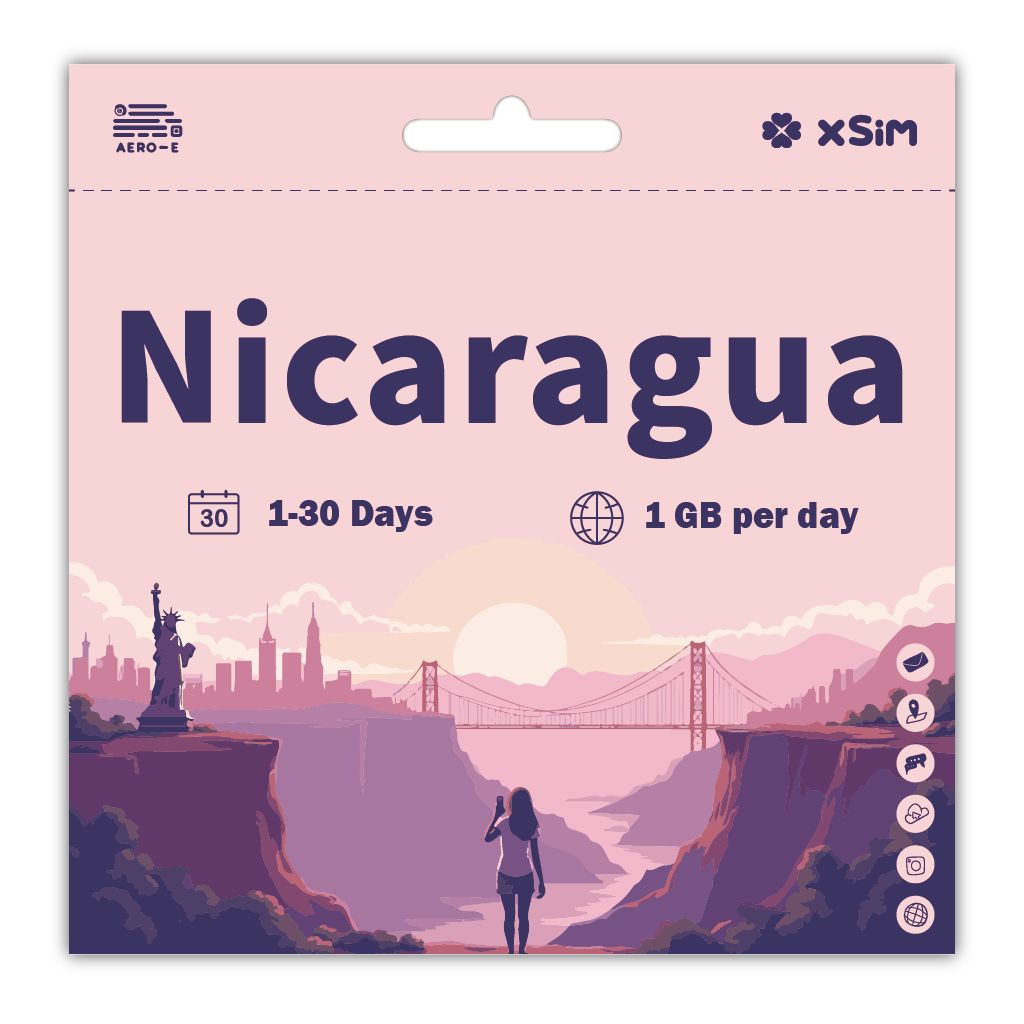 【XSIM】Nicaragua Data eSIM 1GB/Day for 1-30 days (Refillable)