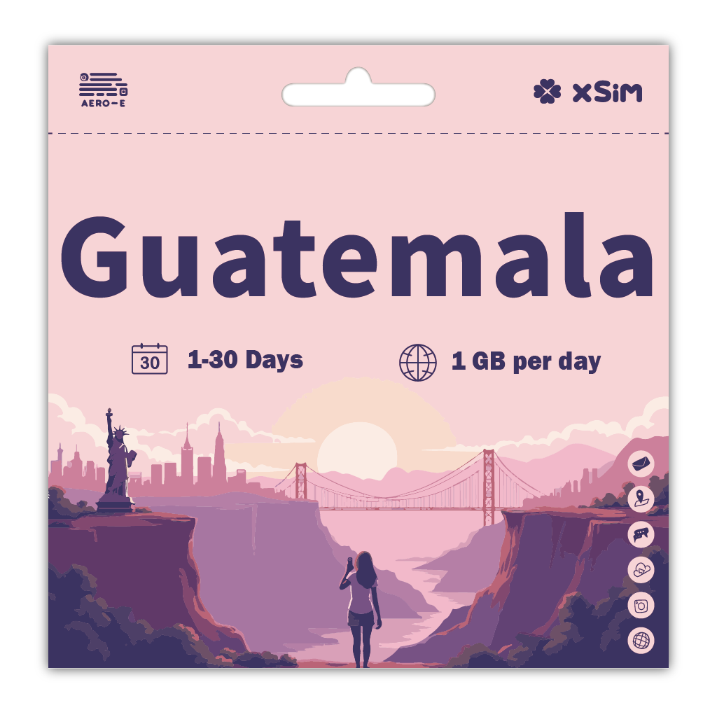 【XSIM】Guatemala Data eSIM 1GB/Day for 1-30 days (Refillable)