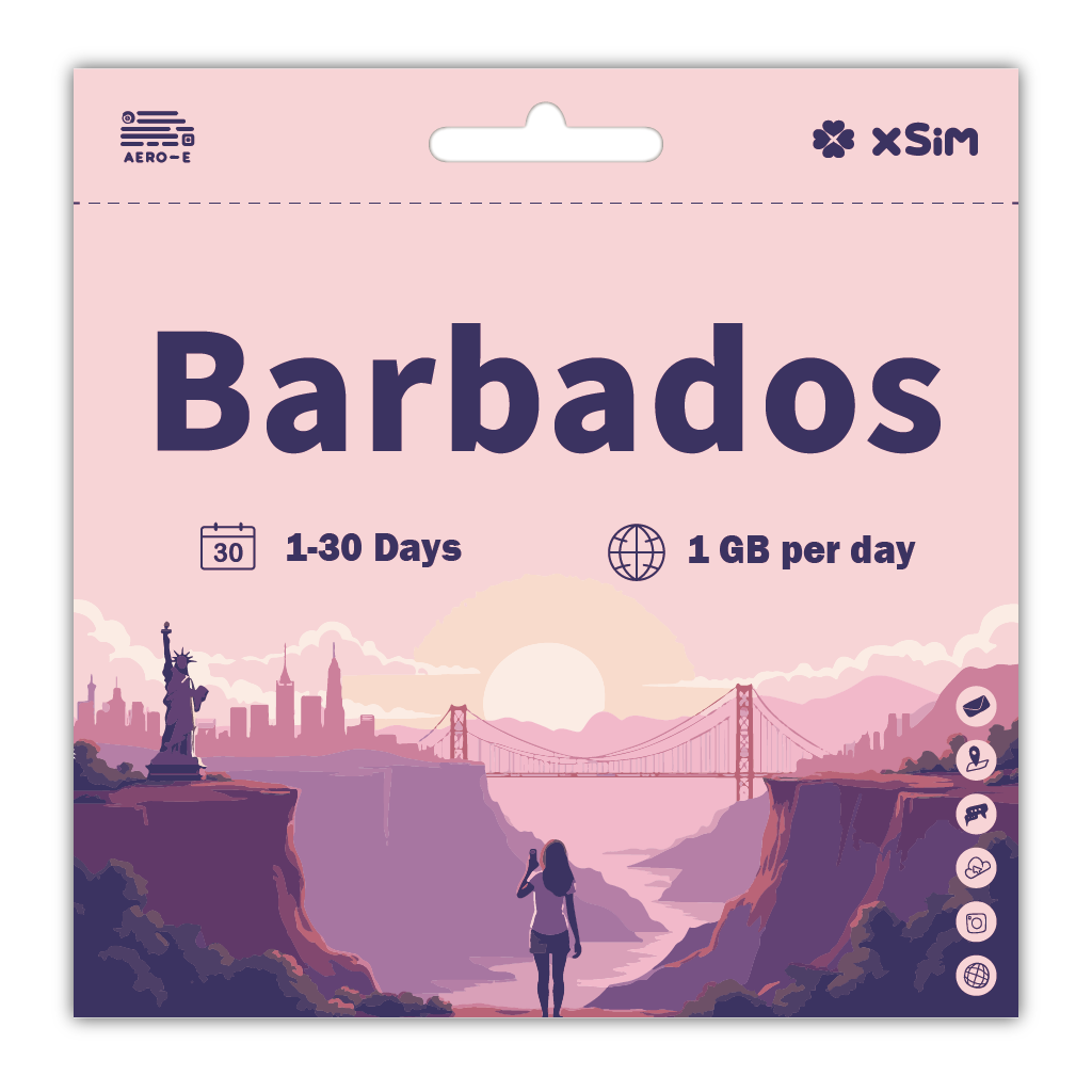 【XSIM】Barbados Data eSIM 1GB/Day for 1-30 days (Refillable)