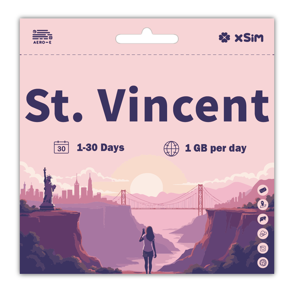 【XSIM】St. Vincent Data eSIM 1GB/Day for 1-30 days (Refillable)