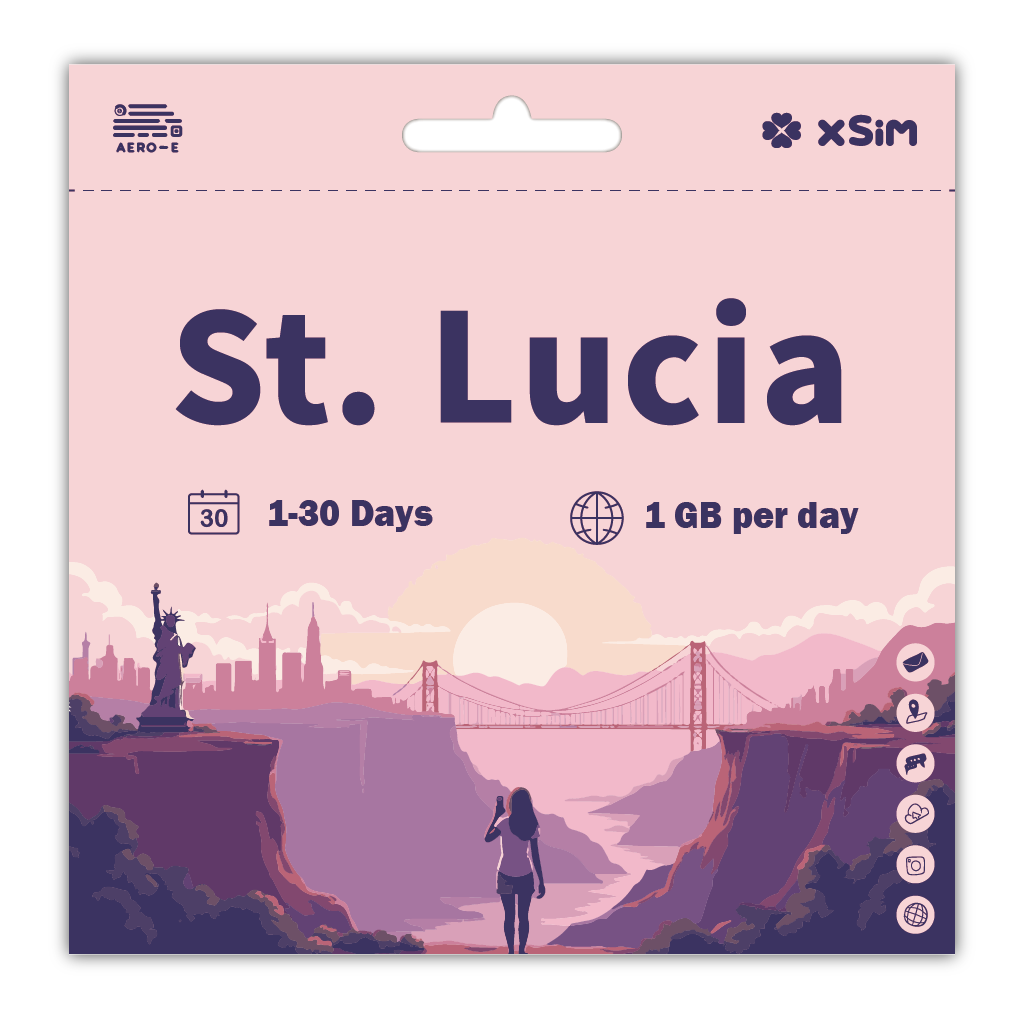 【XSIM】St. Lucia Data eSIM 1GB/Day for 1-30 days (Refillable)