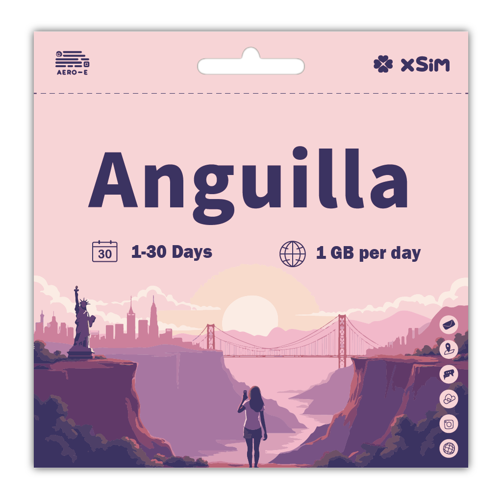 【XSIM】Anguilla Data eSIM 1GB/Day for 1-30 days (Refillable)