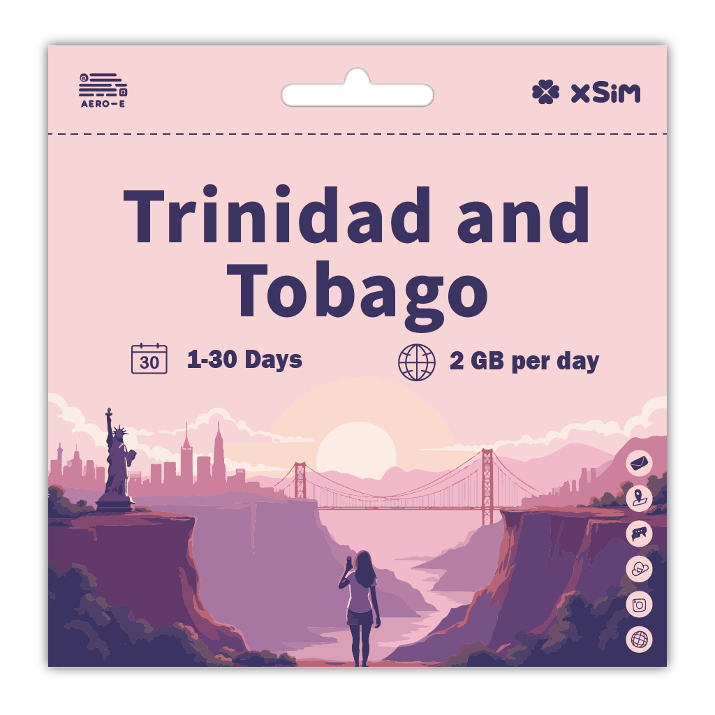 【XSIM】Trinidad and Tobago Data eSIM 2GB/Day for 1-30 days (Refillable)