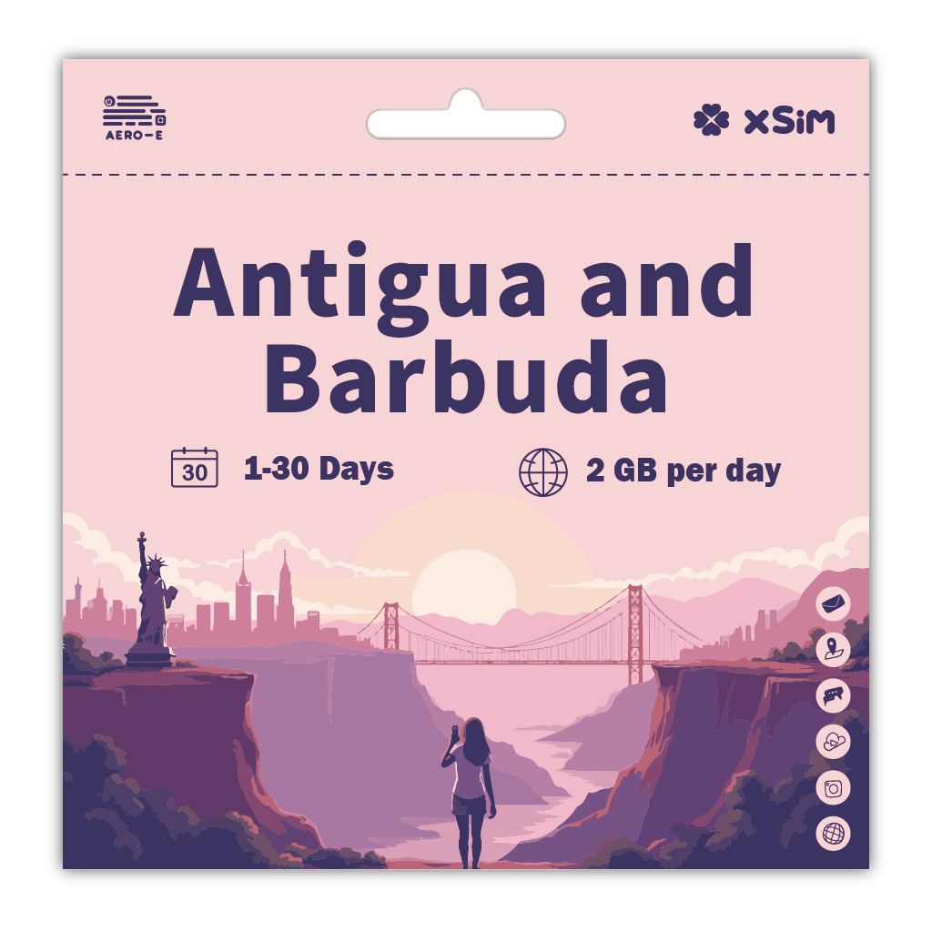【XSIM】Antigua and Barbuda Data eSIM 2GB/Day for 1-30 days (Refillable)