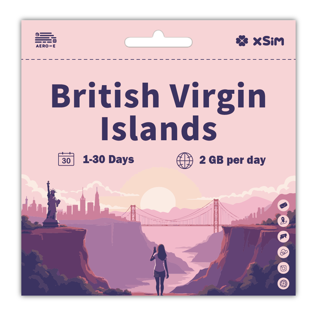 【XSIM】British Virgin Islands Data eSIM 2GB/Day for 1-30 days (Refillable)