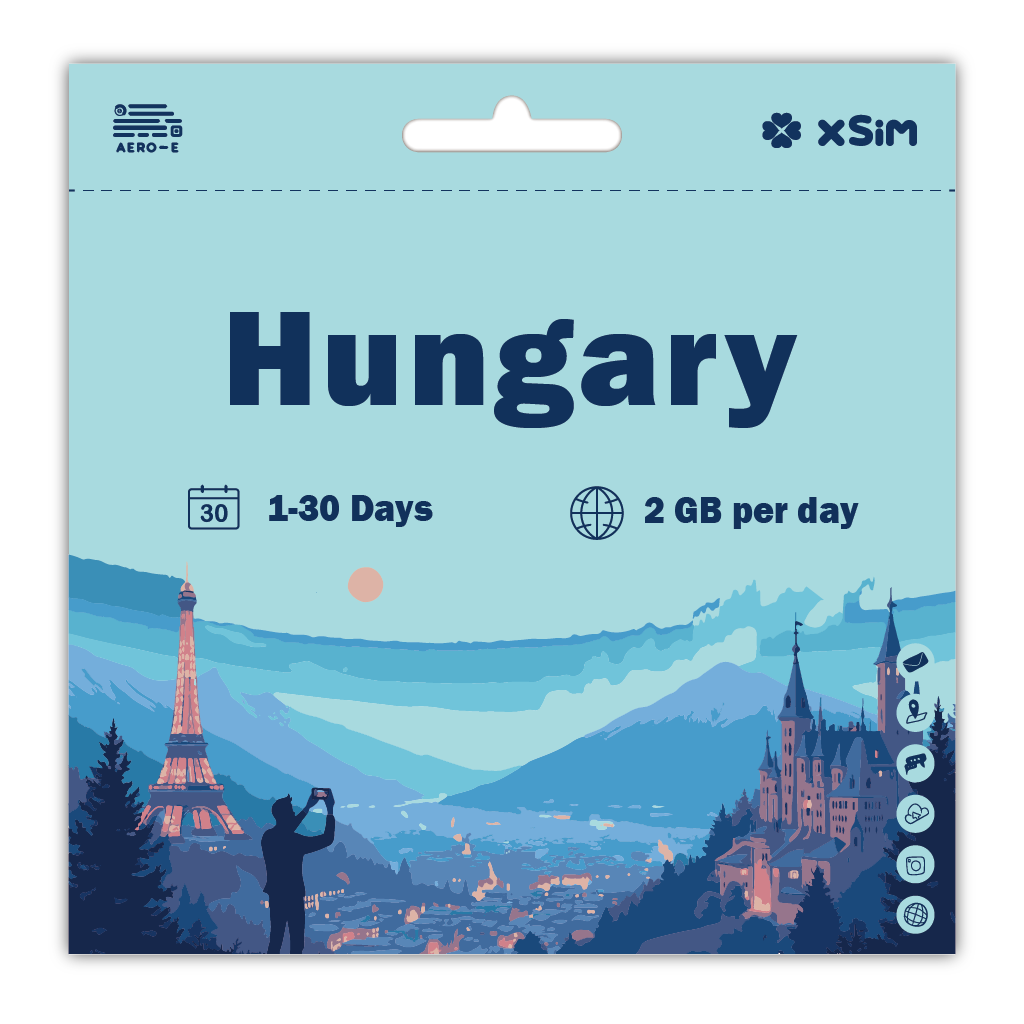 【XSIM】Hungary Data eSIM 2GB/Day for 1-30 days (Refillable)