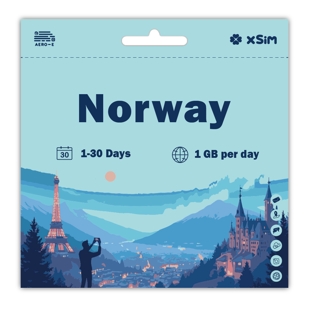 【XSIM】Norway Data eSIM 1GB/Day for 1-30 days (Refillable)