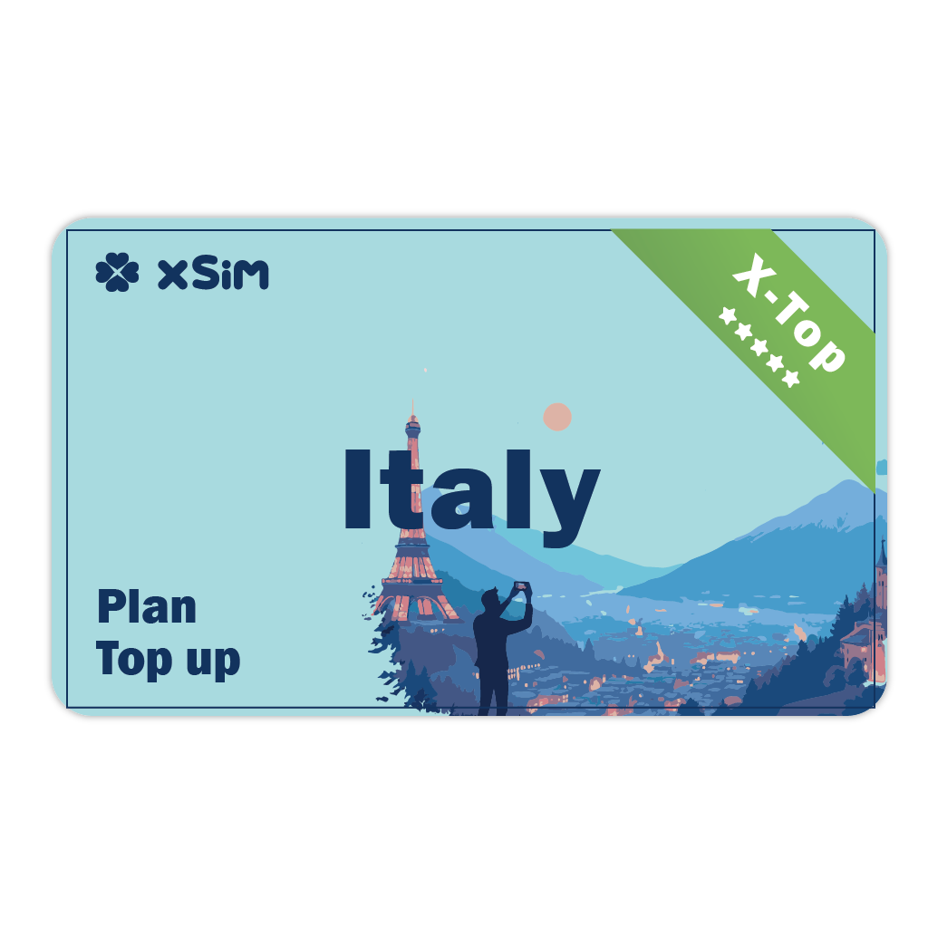 【X-Top】Italy Top Up 2GB/Day for 1-30 days for XSIM