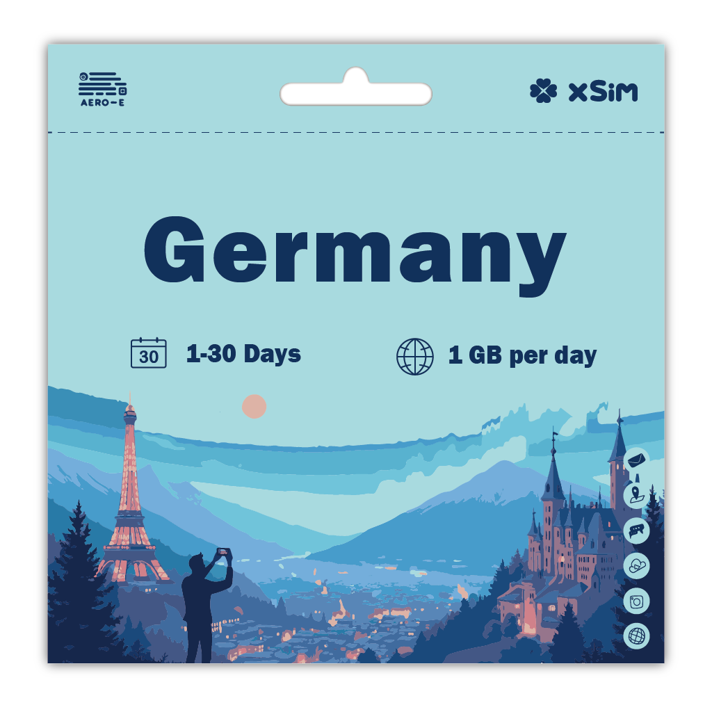 【XSIM】Germany Data eSIM 1GB/Day for 1-30 days (Refillable)