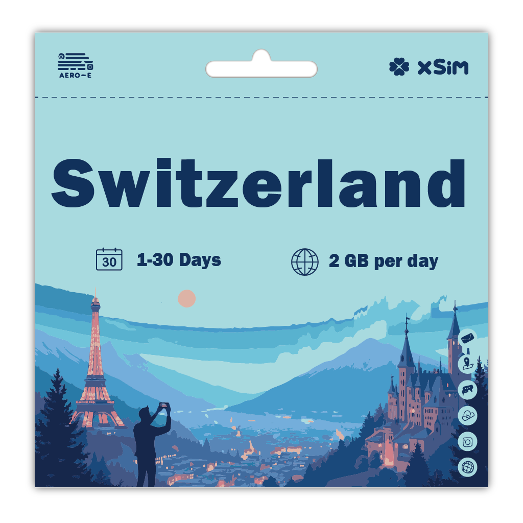 【XSIM】Switzerland Data eSIM 2GB/Day for 1-30 days (Refillable)