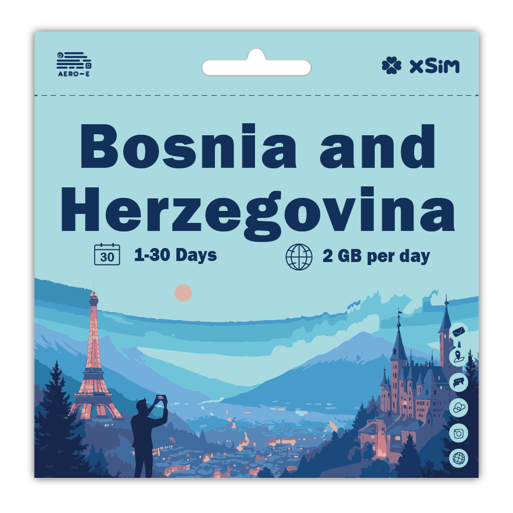 【XSIM】Bosnia and Herzegovina Data eSIM 2GB/Day for 1-30 days (Refillable)