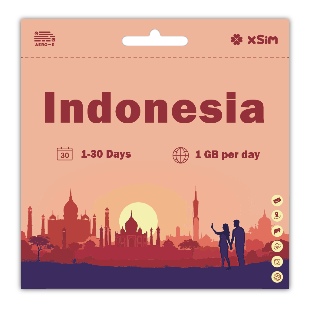 【XSIM】Indonesia Data eSIM 1GB/Day for 1-30 days (Refillable)