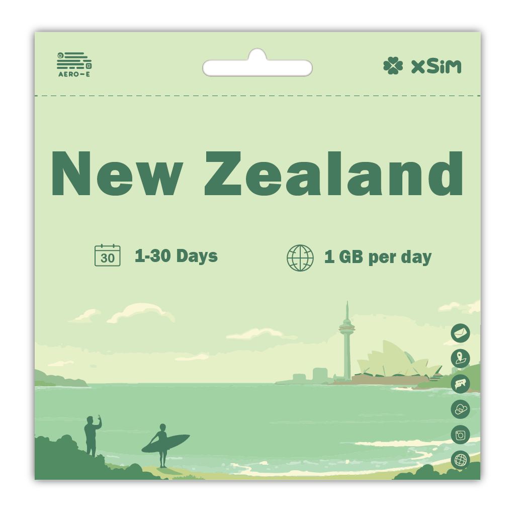 【XSIM】New Zealand Data eSIM 1GB/Day for 1-30 days (Refillable)