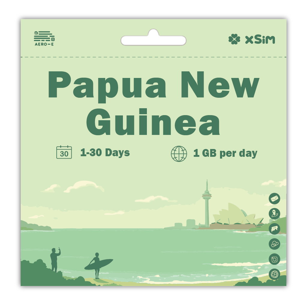 【XSIM】Papua New Guinea Data eSIM 1GB/Day for 1-30 days (Refillable)