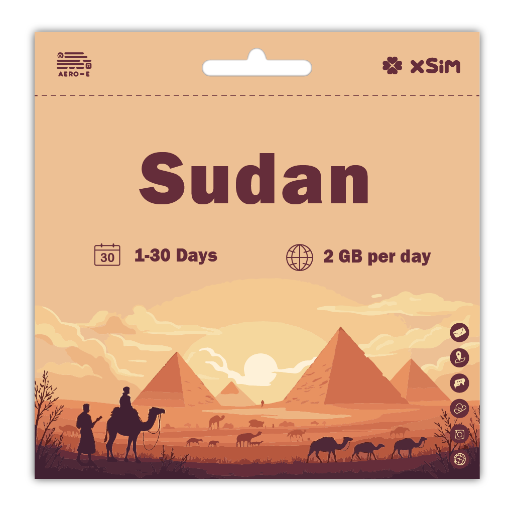 【XSIM】Sudan Data eSIM 2GB/Day for 1-30 days (Refillable)
