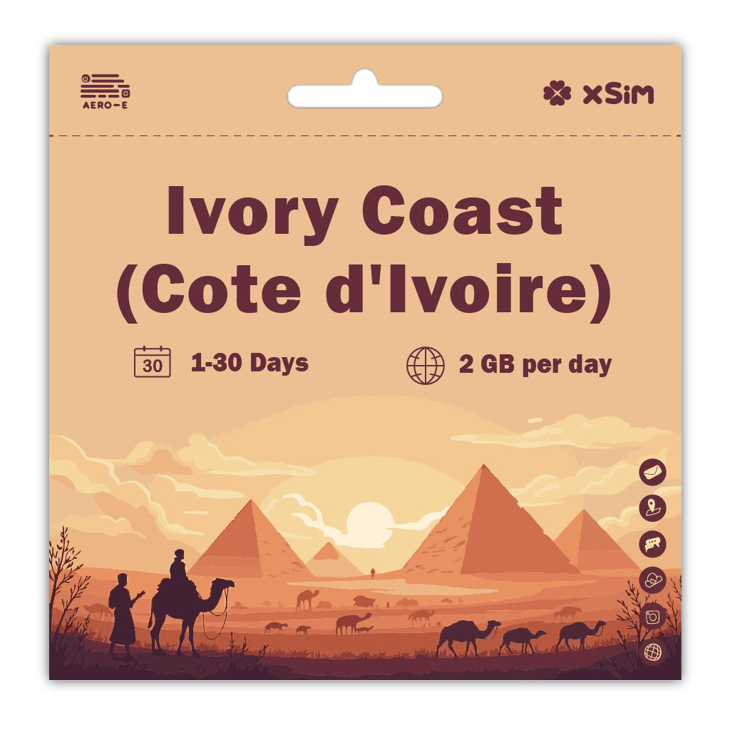 【XSIM】Ivory Coast (Cote d'Ivoire) Data eSIM 2GB/Day for 1-30 days (Refillable)