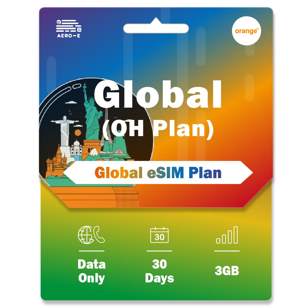 World Mini Orange Holiday 3GB data eSIM for 30 days