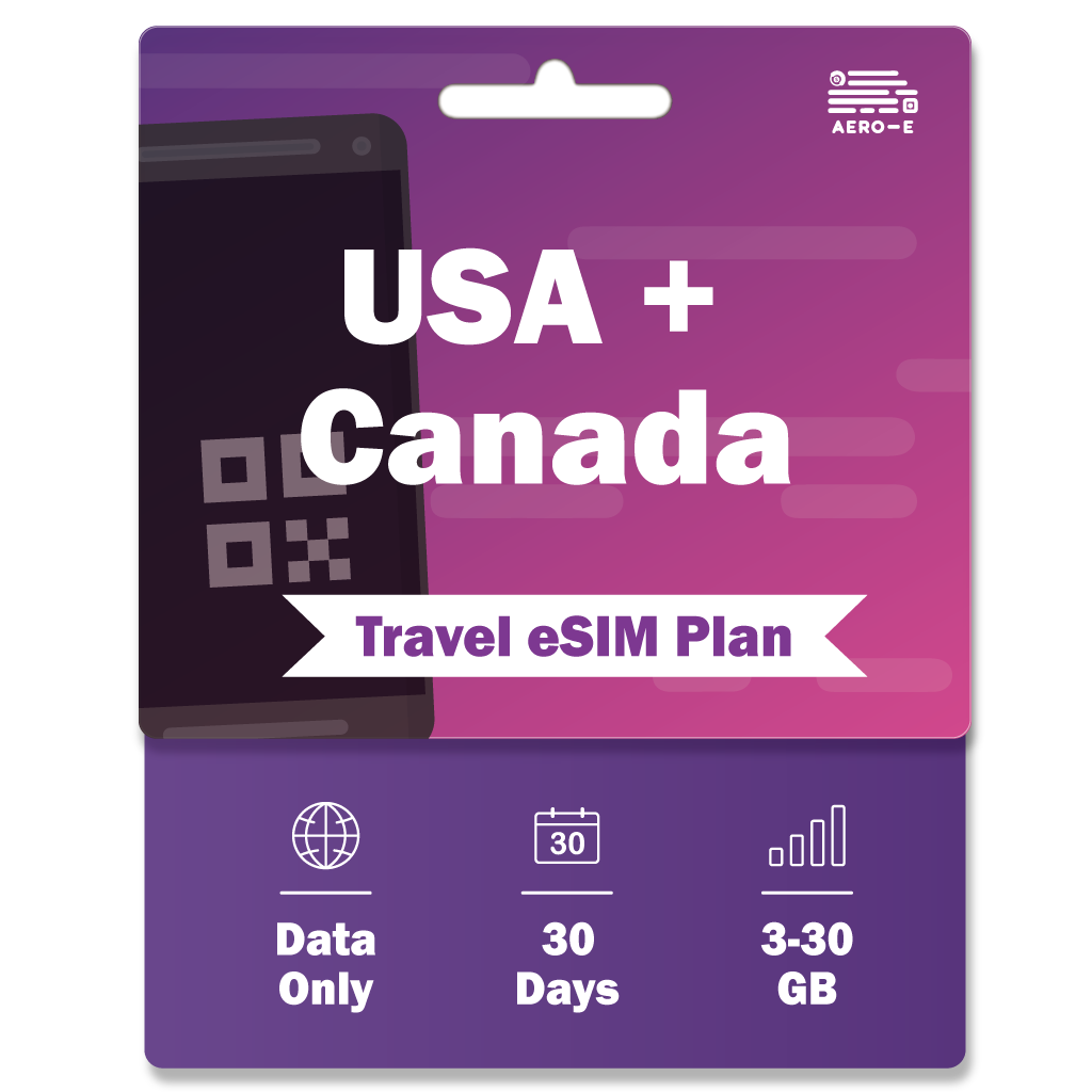USA+Canada Data eSIM 3-30GB | 30 Days