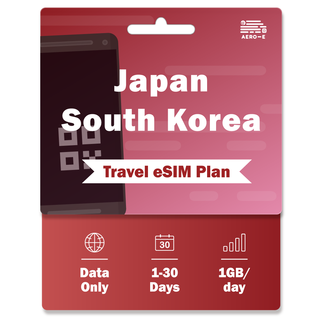 Japan & South Korea Data eSIM 1GB/Day for 1-30 days (T)